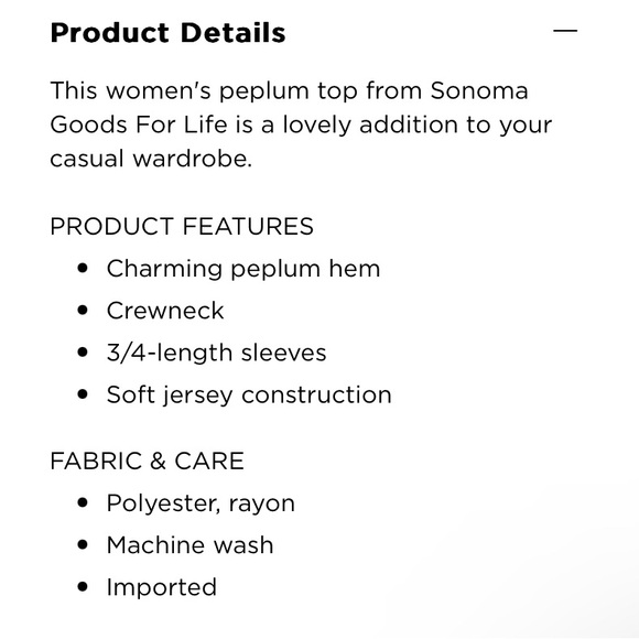 3X Sonoma Striped Cotton Blend Peplum Top - Picture 10 of 10